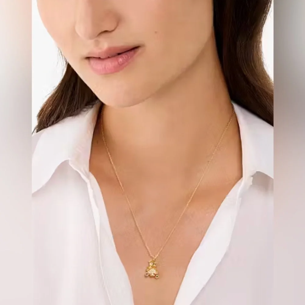 Kate Spade NWT Oh What Fun Spade Teddy Bear Pendant - Picture 2 of 8